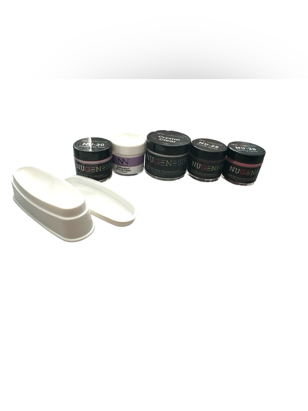 NuGenesis Nail Dipping Powders Set with Adhesion and Clear - purple and Pink